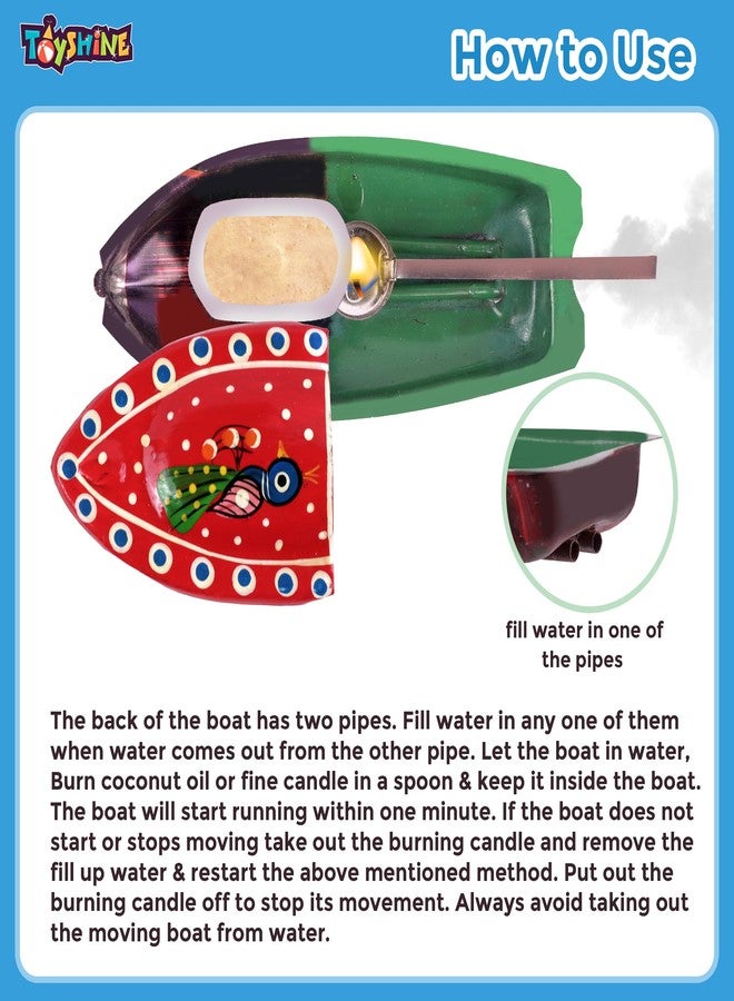 Toyshine Classic Steam Powered Tin Metal Boat, Pop Pop Putt Putt Nav Classic Vintage Toy for Kids Age 5Y+, Multicolor - Image 3